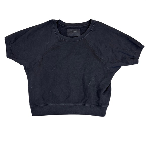 Nili Lotan Tops - Nili Lotan Black Short Sleeve Sweatshirt Raglan Cotton Fleece Size L Made in USA
